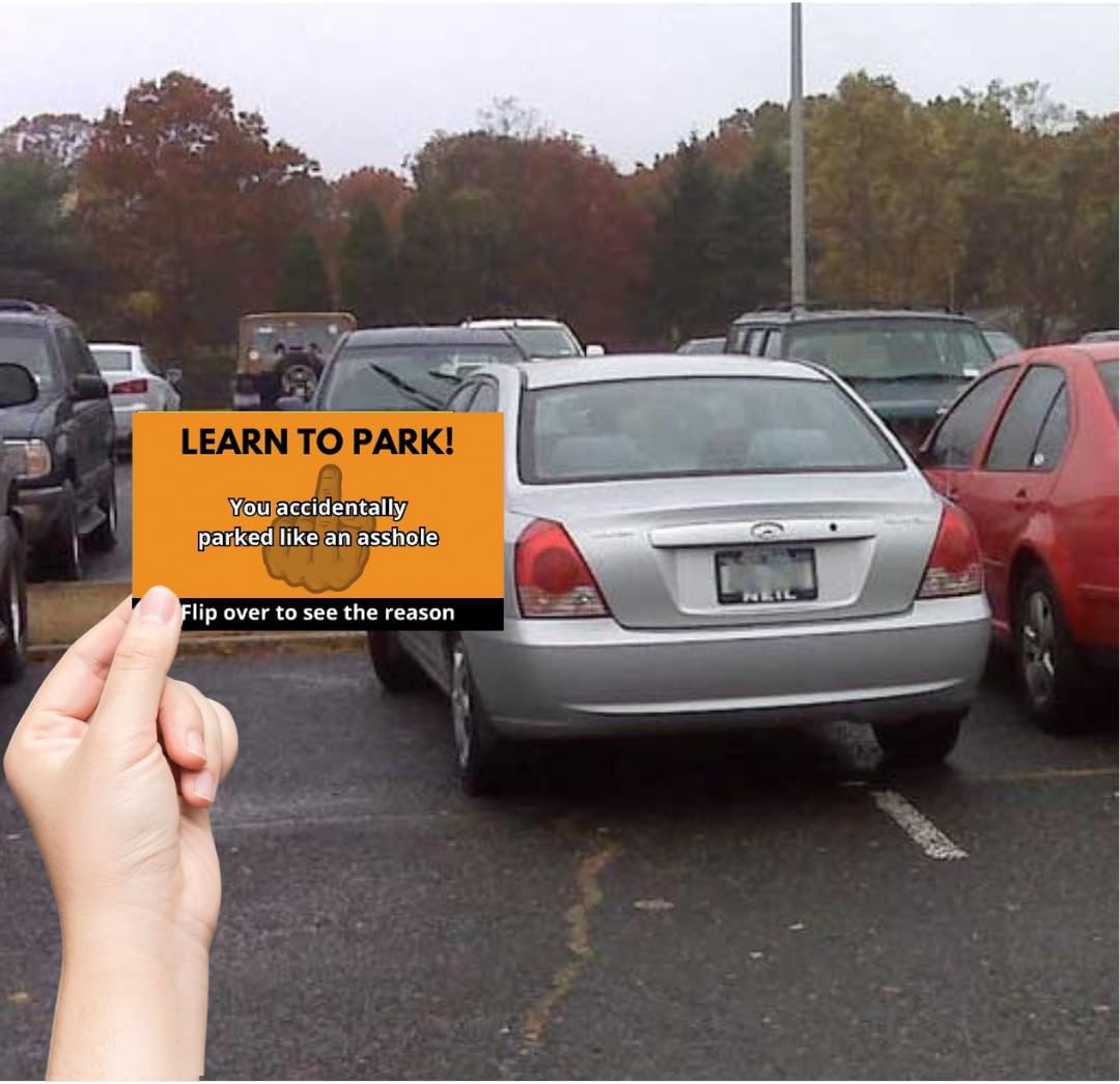 You Parked Like an Asshole (Pack of 100) Bad Parking Cards 3.5"x2" Multi Reasons Violation Stocking Stuffers for Adults/Prank Items/Double Sided (Parked like an idiot)